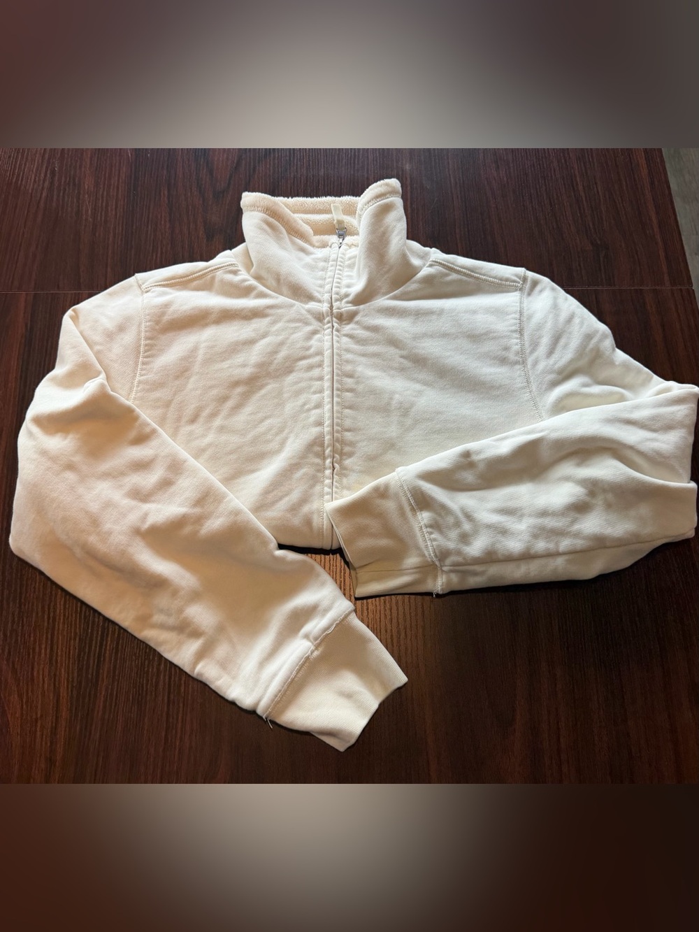 L.L. Bean Women’s Cream Fleece Lined Full Zip Sweatshirt Jacket Large L